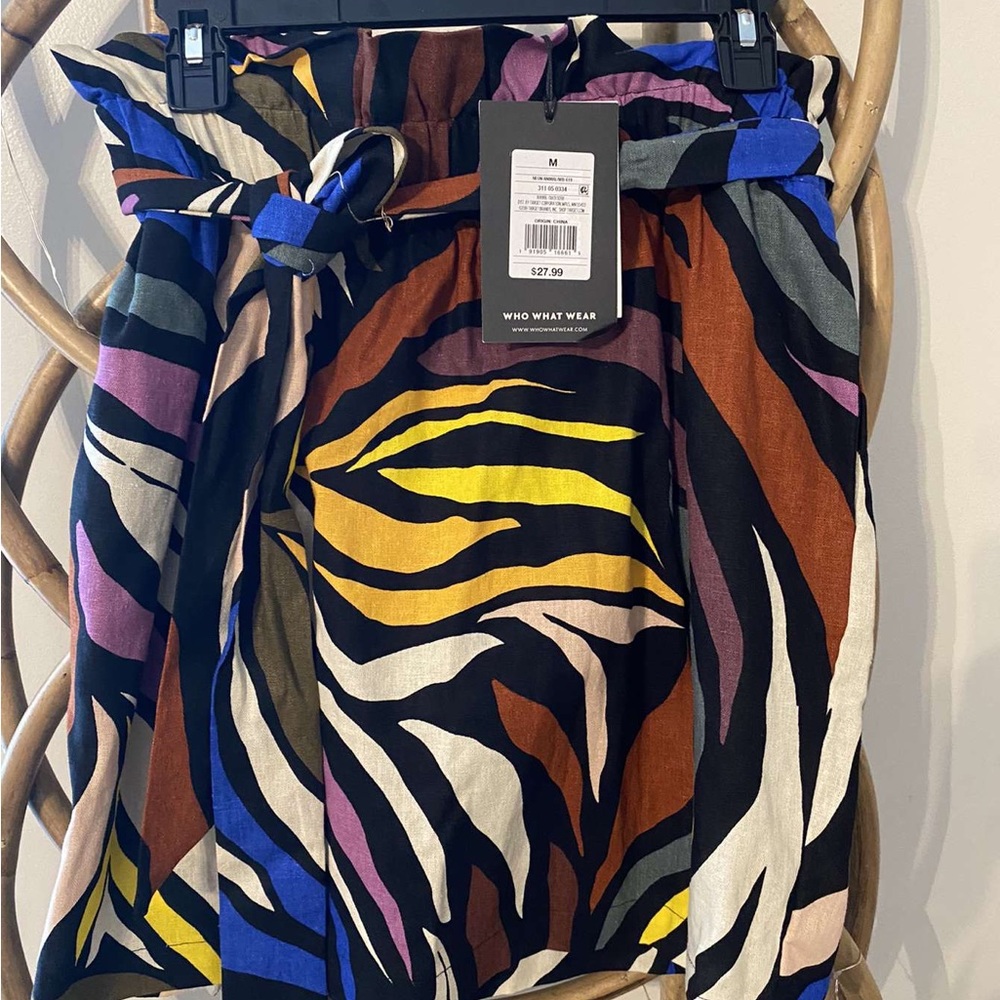 Who What Wear Neon Animal Print Cotton Skirt